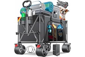 KESSER® GTR9000 wózek ręczny, 200 kg, pojemność 300 l, wózek transportowy, składany, bardzo szerokie koła 360°, hamulce blokujące, odporny na warunki atmosferyczne, wózek plażowy, z pokrowcem