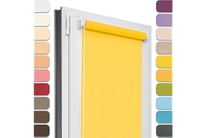 Estika® Rollo für Fenster ohne Bohren - 100cm x 220cm - Zitrone - 25 Stoff Farben, Klemmfix Montage, Fenster rollos für innen, Sichtschutz für Fenster und balkontür (100 cm Stoffbreite)