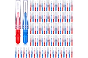 BBTO 100 Stück Interdentalbürste Zahnstocher Dental Zahnseide Kopf Mundhygiene Interdentalbürste Zahnseide Zahnstocher Reiniger Zahnreinigung Werkzeug (Rot und Blau)