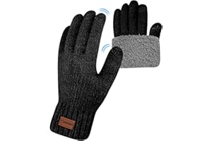 CAOZITOU Handschuhe Herren, WinterHandschuhe Damen Warme mit Fleecefutter, Alpaka Wollhandschuhen Touchscreen Thermo Thicken Stricthandschuhe