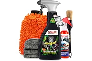 AUTOPFLEGE Sonax Kit de nettoyage et de scellage pour jantes | Sonax Jantes Beast 500 ml Édition spéciale + Sonax Xtreme Ceramic Quick Detailer 140 ml + pinceau pour jantes + gant de lavage