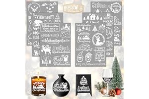 AOIUENOK Rub On Sticker Weihnachten, 6 Stück A5 Rub On Aufkleber, Rub On Folie Transferaufkleber, Rub On Weihnachtsgrüße, für Möbel, Glas, Holz, Scrapbooking, DIY Basteln Deko (Weihnachten III)