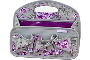 Crafter's Companion CC-STOR-POTOTE Sac de Rangement Portable – Motif Floral – Gris et Violet, Taille Unique