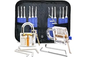Retoo Set Grimaldelli, Lockpicking Set Professionali, 17 Pezzi Dietrich, per Principianti e Fabbri Professionisti, Trasparente Serratura Lucchetto, 12 Plettri, 5 Chiavi Dinamometriche, Nero