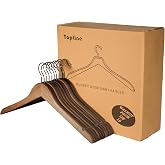 Topline Klasik ahşap elbise askısı &ndash; Ceviz kaplama (10'lu paket)
