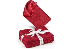 ‎DECOHOMETEXTIL HEIMTEXTILMANUFAKTUR DecoHomeTextil Handtuch-Set 6 Waschlappen 15 x 21 cm in Bordeauxrot aus 100% Baumwolle, hochwertig, kuschelweich und saugstark