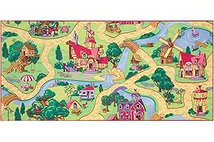 Carpet Studio Car Play Mat for Children 95x200cm, Non Slip Kids Rug, Road Mat Cars, Boys & Girls, Bedroom Accessories, 30°C Washable - Candy Town