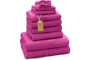 GREEN MARK Textilien 10-częściowy zestaw ręczników FROTTIER w różnych rozmiarach 4 x ręczniki, 2 x ręczniki prysznicowe, 2 x ręczniki dla gości, 2 x rękawice do mycia | kolor: Rosa