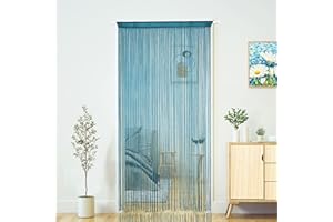 YAOYUE Doorways String Curtain Door Curtains,Bedroom Decor Kitchen Closet Living Room Laundry Fringe Hallway Tassel Screen Room Divider Boho Hippie Hanging for Wedding Party (39x79 inch/100x280cm,Teal Blue)