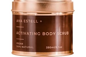 Ava Estell Activating Natural Exfoliating Body Scrub – Great for Refreshed, Clean & Healthy Skin - Natural Body Scrubs for Women Exfoliation to Lighten Dark Spots, Stretchmarks, Blemishes, 250mL