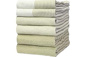 BUMBLE TOWELS Bumble Kitchen Hand Dish Tea Towels – Bulk Set of 6 – Luxe, Soft, Durable Ring Spun Cotton with 3 Different Textures – Extra Large 20" x 28" / 50 x 70 cm Size (Sage Green)