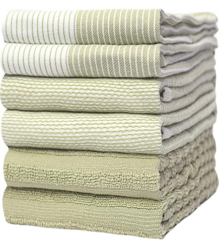 Bumble Towels Lot De 6 Grands Torchons De Cuisine En Coton Très Absorbants 50.8x71.1cm - Turquoise