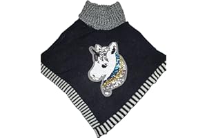 GENERIC Kinder Mädchen Poncho Einhorn Pailletten Pullover Schalkragen Rollkragen