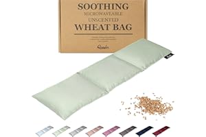 ‎QOMFOR Körnerkissen - Wärmekissen Mikrowelle aus Baumwolle 46 x 12 cm - Weizen gefüllt - Weiches Dinkelkissen zur Schmerzlinderung Rücken, Nacken und Schulter - Tolles Geschenk - Hellgrün