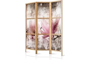 decomonkey 3 panel Room Divider - 54" x 68" / 135 x 171cm Natural Large Magnolia Blossoms Decorative Privacy Screen for Room Separation Home Office Spa