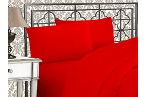 Elegant Comfort Luksusowa gęstość splotu 1500 egipska jakość, trzy linie haftowane, najdelikatniejsza jakość premium, 4-częściowy zestaw pościeli, odporny na zagniecenia i blaknięcie, Queen, czerwony