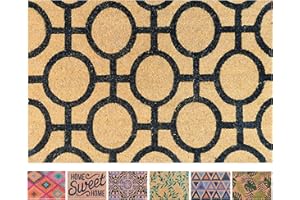 LUA VIKA Zerbino ingresso casa, tappeto ingresso interno, zerbino ingresso esterno, zerbino in fibra di cocco naturale, tappeto asciugapassi 40x60 (Cerchio)