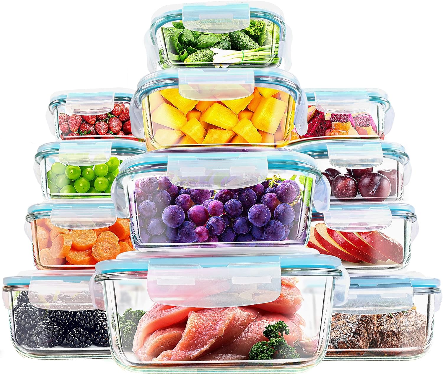 KICHLY recipientes de cristal para comida, pack de 12