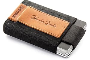 Jaimie Jacobs Minimal Wallet Nano Boy - mały portfel na karty kredytowe, minimalistyczny smukły portfel dla mężczyzn i kobiet, Koniak, S, Minimalistyczny