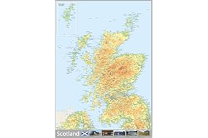TIGER MOON THE TIGER MOON TRADING COMPANY LTD Detailed Physical Map of Scotland - Size 100 x 70 cm - Paper Laminated