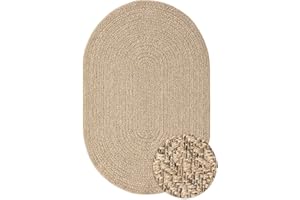 the carpet Kansas - robust indoor and outdoor carpet in natural jute look, weatherproof, suitable for patio and garden, approx. 140 x 200 cm oval