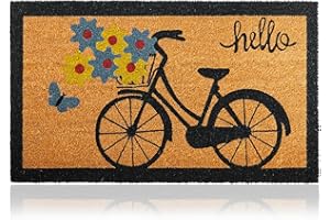 AMARU DOOR MATS Felpudo Bicicleta de Fibra de Coco - 70x40cm - Felpudos Antideslizantes - Alfombras Originales para la Entrada a Casa, Pasillos, Puertas de Exterior - Accesorios para el Hogar -Material Resistente