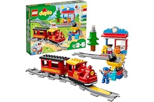 LEGO 10874 Duplo Ma Ville Le Train à Vapeur, avec Sons, Lumières, Rails et Télécommande, Jouet De Locomotive, Idée Cadeau Enfants 2 Ans et Plus