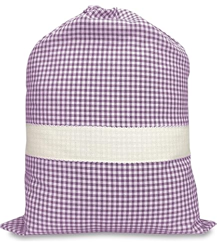 Bustina Asilo Personalizzabile In Cotone Con Ricamo - Tela AIDA Per Nome Bambino, Blu Quadretti - Foto 9