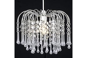 KLASS HOME COLLECTION Klass Home Teardrop Acrylic Light Shade | Ceiling Light Shade | Lamp Shade | Chandeliers Ceiling Light | Chrome Finish Pendant Light Shade for Living Room Light Shades Ceiling Bedroom Kitchen Hallway
