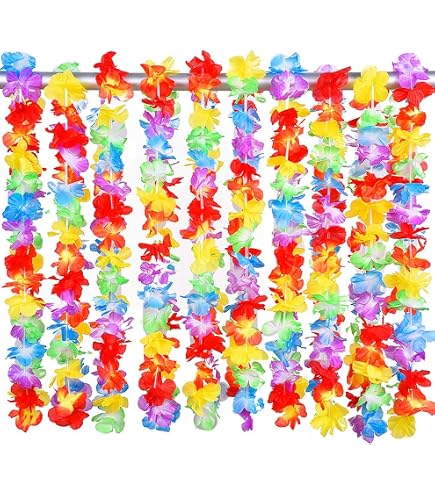 36 Ghirlande Hawaiane Lei In Tessuto – Collane Di Fiori Colorate Per Festa A Tema, Luau, Compleanni E Matrimoni