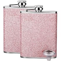 Flasque Portable Acier Inoxydable 236 Ml Dorée Pailletée – Pour Femme, Camping, Fêtes, Randonnée