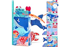 JoyCat Baby Books 0-6 Months, Infant Tummy Time Toys Sensory Books for Babies, Touch Feel Activity Soft Crinkle Cloth Book, Travel Toy for 0 3 6 12 Months Boy Girl Gifts Christmas Stocking Stuffers