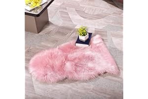 YIHAIC Pelliccia sintetica Tappeto vello di pecora, Pecora Agnello imitazione pelliccia sintetica decorativa, Capelli lunghi imitazione cotone letto divano Matte Tappetino da bagno (rosa, 50 x 80 cm)