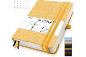 Mlife Cuaderno Punteado A5, 360 Páginas Y 100 G/M² De Papel Resistente A La Tinta, Cuadernos Con Bolsillo Plegable Para La Oficina, La Escuela, El Hogar, La Escritura Y Notas (Amarillo)