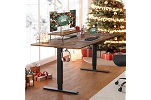 ‎VASAGLE VASAGLE Höhenverstellbarer Schreibtisch, 160 x 80 cm, flexibel montierbarer Monitorständer, Schublade, USB-C-Anschluss, Erinnerung bei langem Sitzen, für Büro, vintagebraun LSD156KD01