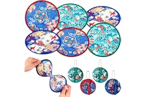 NAMALU 6 Abanicos Redondos de Mano Abanico Estilo Japonés Plegable de Festival Verano Abanico Japonés Redondo con Hermoso Patrón Abanico de Estilo Japón Portátil para Fiesta Boda Decoración