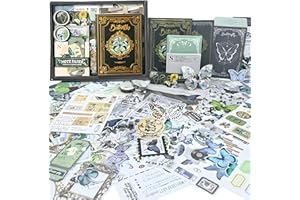 ROEOWENE 394pc Scrapbooking Kit Aesthetic DIY Scrapbooking Accessori Adesivi Vintage Sticker Journal Fai Da Te Junk Journaling Kit Regalo Compleanno per Donne Adolescenti-Farfalla Verde