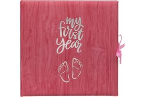 VICENI Baby's My First Year Record Log Book to Commemorate Birth Through Their First Year on Earth - Pink