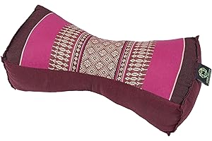 Handelsturm Thai Nackenkissen festes Kissen für Entspannung Massage und Meditation mit Füllung aus Kapok 30x15x10 cm Burgunder & pink