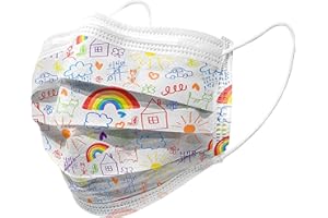 Gima - Gisafe Masque Chirurgical Filtrant, EFB> 98%, Jetable, 3 Épaisseurs, Type IIR, avec Élastiques, Bande Nasale Conformable, Adultes, Motif Cartoon, CE DM Classe I, Flowpack de 10 unités