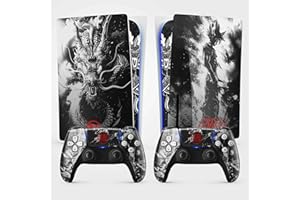 FFrame Adesivo per la PS 5 Guerriero Dragon, adesivo per la PS5 Manga, Console e Controller, edizione standard Disco, Skin Guerriero PS5 (2 controller)