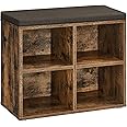 VASAGLE Shoe Bench with Cushion, Shoe Storage Bench with 4 Compartments and 2 Adjustable Shelves, Hallway Bench with Padded Seat, for Bedroom, Closet, Living Room, Rustic Brown LHS234K02