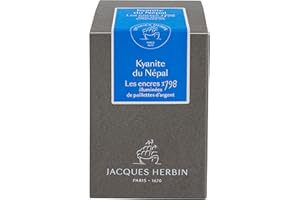 JACQUES HERBIN Herbin 15513JT- Botella de tinta con purpurina plateada 1798 para pluma estilográfica, Rollerball, punta de cristal y soporte para punta 50 ml, Kyanite Du Népal