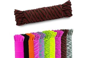 AMZoutdoor® linka Paracord 550 4 mm, 7 rdzeni, wyposażenie outdoorowe, kemping, linka Paracord do obroży dla psa (15 metrów, czerwono-czarna)