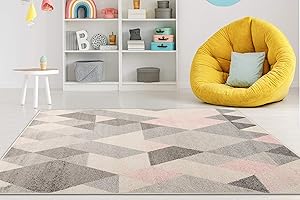 ‎CARPETO RUGS Carpeto Rugs Teppich Kinderzimmer Junge Mädchen - Kinderteppich für Spielzimmer Jugendzimmer - Viele Farben und Größen Pastellfarben Rosa Grau 80 x 150 cm