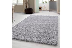 ‎CARPETSALE24 Carpetsale24 Shaggy Hochflor Teppich Wohnzimmer 200x300 (200 x 290 cm) Hellgrau - Moderner, Flauschiger Langflor Teppich – Weicher Carpet für Schlafzimmer, Esszimmer & als stilvoller Küchenteppich