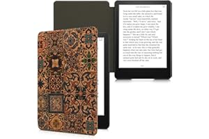kwmobile Etui z korka kompatybilne z Amazon Kindle Paperwhite (11. generacji - 2021) - etui ochronne na czytnik e-booków z klapką - wzór brązowy / niebieski / czerwony