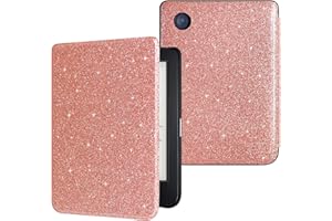 DMluna Funda para Kobo Clara Colour/BW/ 2E, Tolino Shine Colour/Shine 5/4, Cubierta de Cuero PU Premium, Auto Sleep/Wake, Delgada y Ligera, Ajuste Preciso, Rosa Brillante