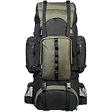 AmazonBasics Unisex Plecak Turystyczny ze Stelażem Wewnętrznym i Osłoną Przeciwdeszczową, Zielony, 65 l, ZH1704013