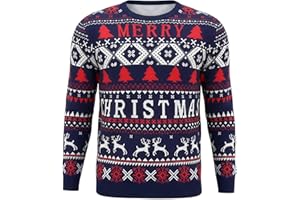 Litherday Maglioni Natalizi da Uomo Divertenti Maglioni a Maniche Lunghe con Motivo a Pinguino Brutto, Maglione Natalizio Lavorato a Maglia Scollo Rotondo